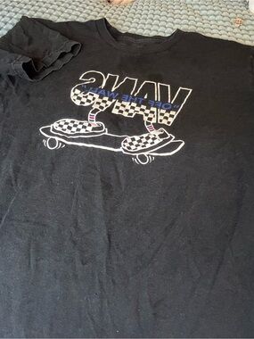 Vans Black Graphic Skateboard Tee with Checkerboard Print
